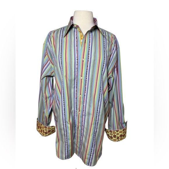 Robert Graham Multicolor Striped Men's Shirt-Like new-Size XL